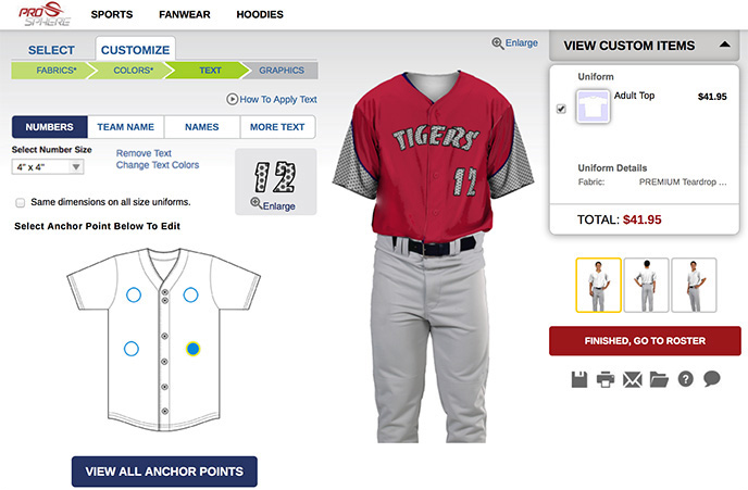Change numbers and texts on uniform